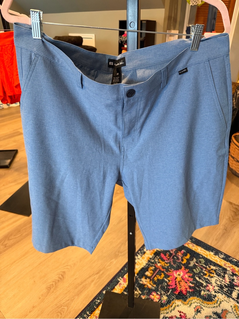 Travis Mathew Light Blue Flat Front Performance Shorts